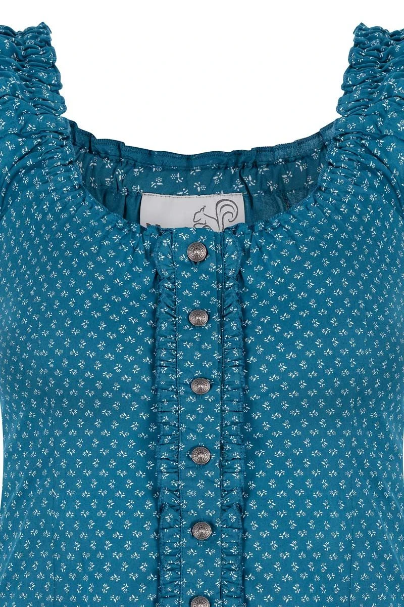 Trachtenbluse Kurzarm Blau Gemustert Darina-Maren 009298 2 Trachtenbluse Kurzarm Blau Gemustert Darina-Maren 009298 – Bild 2