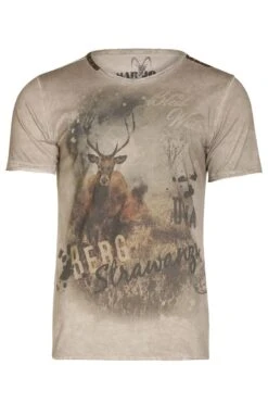 Trachtenshirt Kurzarm Taupe Bergstrawanza 005136