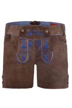 Damen Lederhose Kurz Braun Blau Sigrid 003038