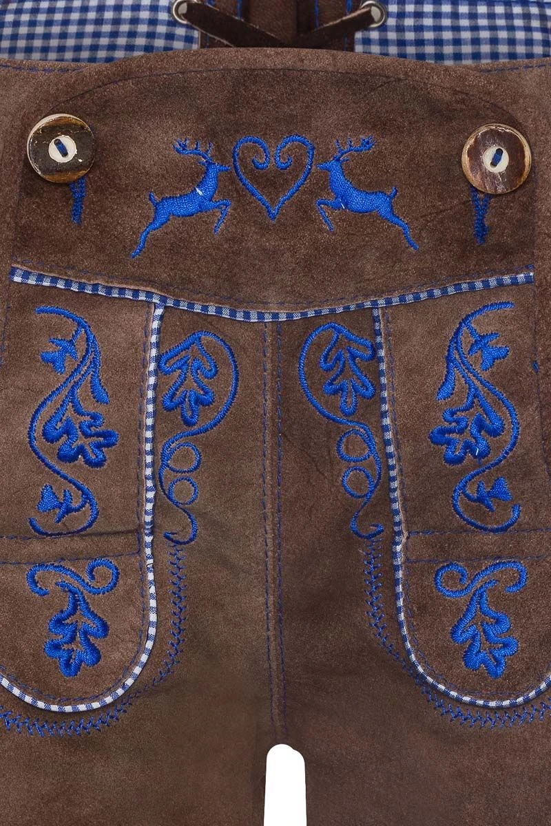 Damen Lederhose Kurz Braun Blau Sigrid 003038 3 Damen Lederhose Kurz Braun Blau Sigrid 003038 – Bild 3