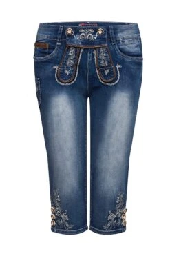 Damen Trachtenhose Kniebund Blau Stretch Franziska 007740