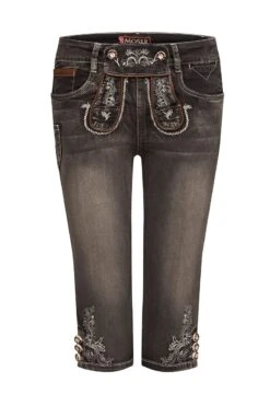 Damen Trachtenhose Kniebund Schwarz Used Stretch Franziska 007741