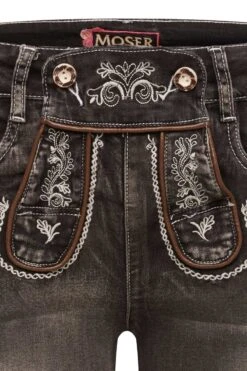 Damen Trachtenhose Kniebund Schwarz Used Stretch Franziska 007741 -Modegeschäft moser damen trachtenhose kniebund schwarz used stretch franziska 007741 3 1200x1200