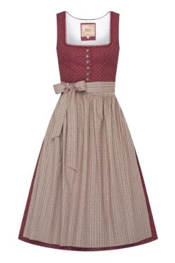 Dirndl Lang 80 Cm Dunkelrot Taupe Annabell 008867
