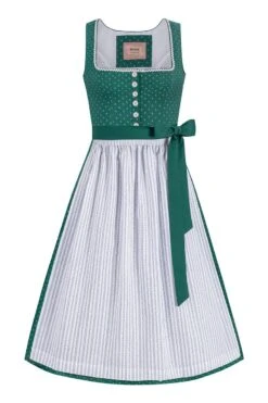 Dirndl Lang 85 Cm Dunkelgrün Weiß Melinda 014670