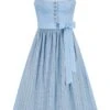 Dirndl Lang 85 Cm Hellblau Gemustert Sophie 014668