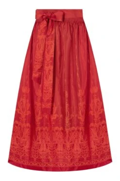 Dirndlschürze Lang 90 Cm Koralle Orange Gemustert Karin 007407