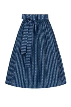 Dirndlschürze Midi 70 Cm Blau Taupe Gemustert Rosalie 008212