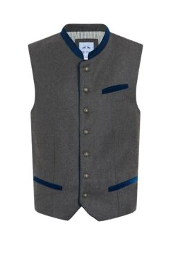 Kinder Trachtenweste Grau Dunkelblau Loden Basti 010771