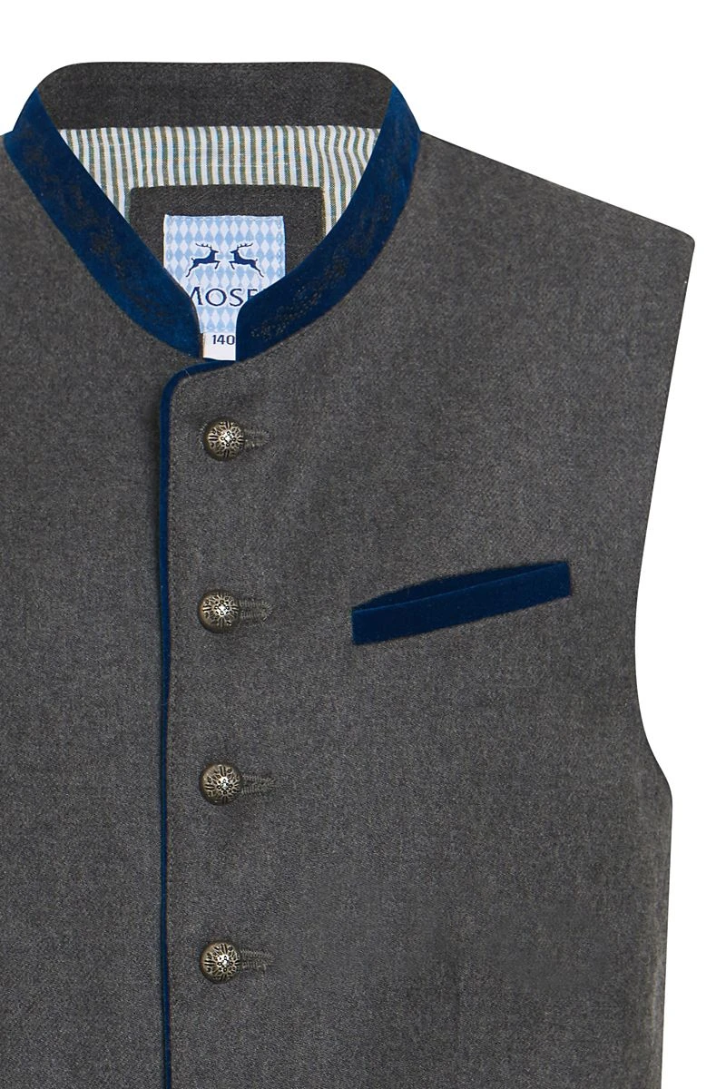 Kinder Trachtenweste Grau Dunkelblau Loden Basti 010771 2 Kinder Trachtenweste Grau Dunkelblau Loden Basti 010771 – Bild 2