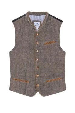 Kinder Trachtenweste Kieselgrau Leinen Basti 007706