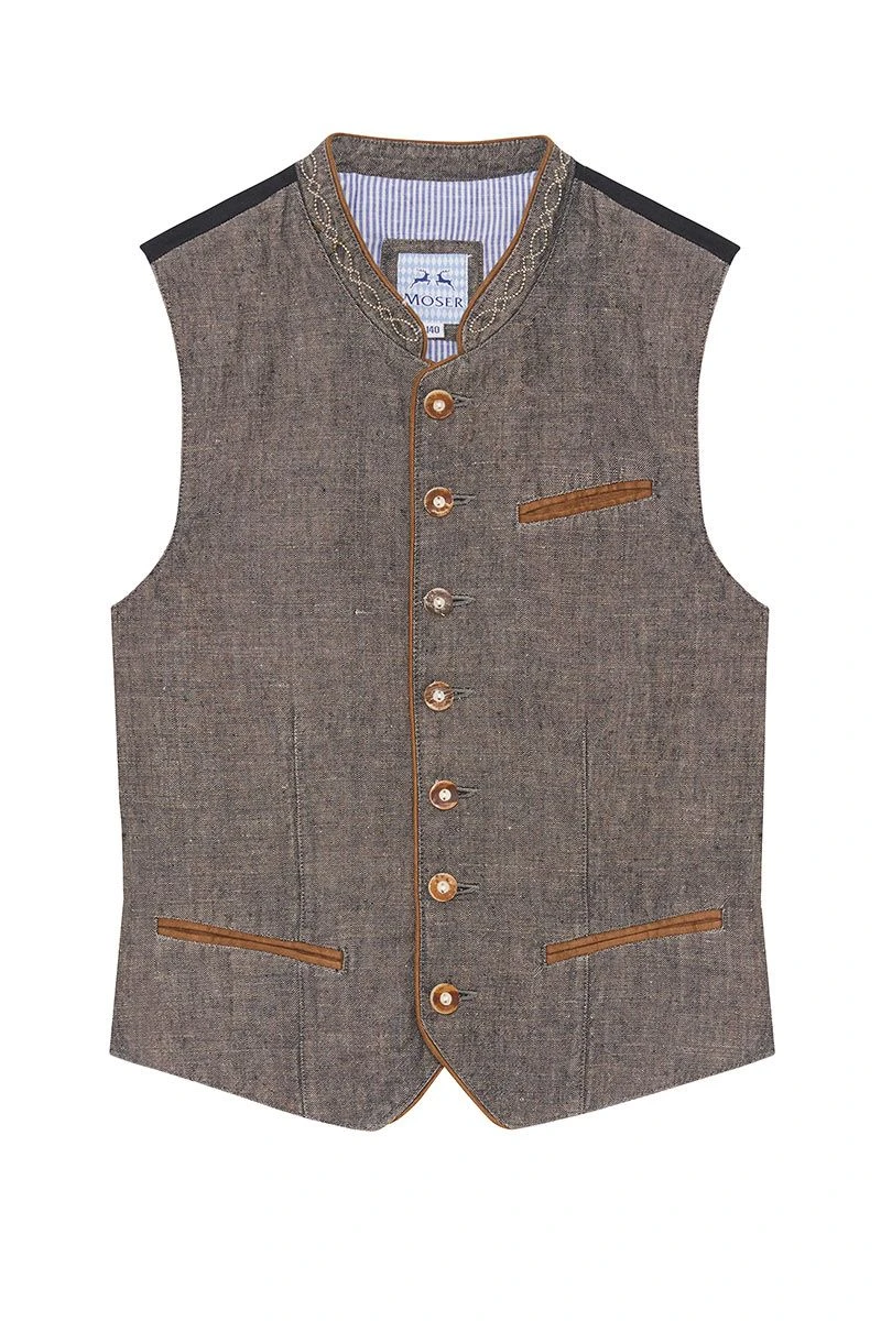 Kinder Trachtenweste Kieselgrau Leinen Basti 007706 1 Kinder Trachtenweste Kieselgrau Leinen Basti 007706