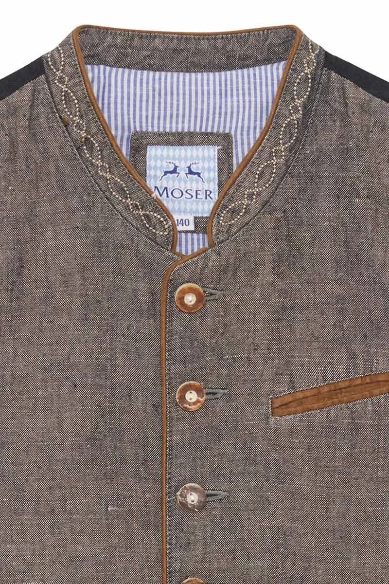 Kinder Trachtenweste Kieselgrau Leinen Basti 007706 2 Kinder Trachtenweste Kieselgrau Leinen Basti 007706 – Bild 2