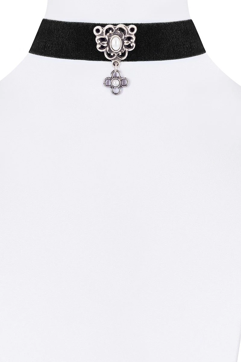 Kropfband Verschiedenfarbig Samt Mit Perlenanhänger 005757 1 Kropfband Verschiedenfarbig Samt Mit Perlenanhänger 005757