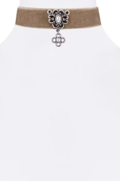 Kropfband Verschiedenfarbig Samt Mit Perlenanhänger 005757