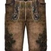 Lederhose Kurz Braun Antik Grün Mit Gürtel Johann 007678