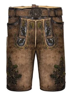 Lederhose Kurz Braun Antik Grün Mit Gürtel Johann 007678