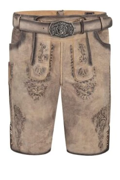 Lederhose Kurz Mit Gürtel Graubraun Ludwig 015664