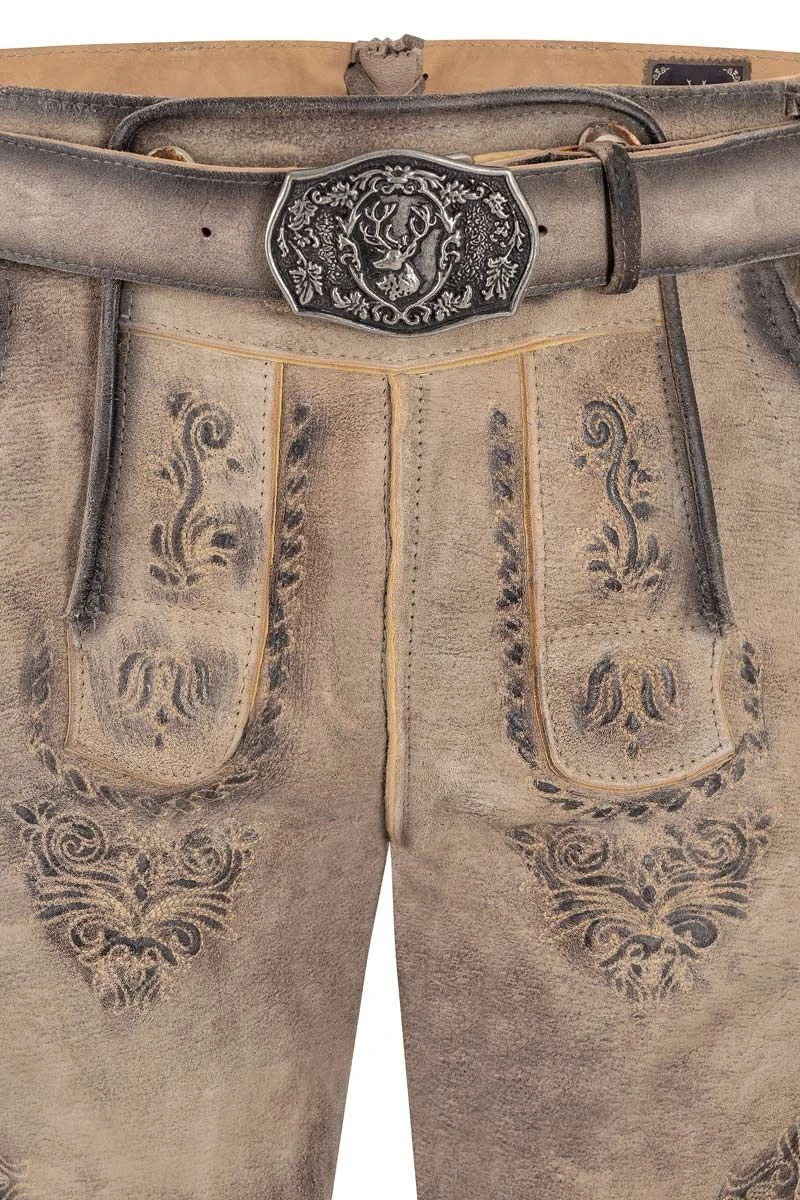 Lederhose Kurz Mit Gürtel Graubraun Ludwig 015664 2 Lederhose Kurz Mit Gürtel Graubraun Ludwig 015664 – Bild 2