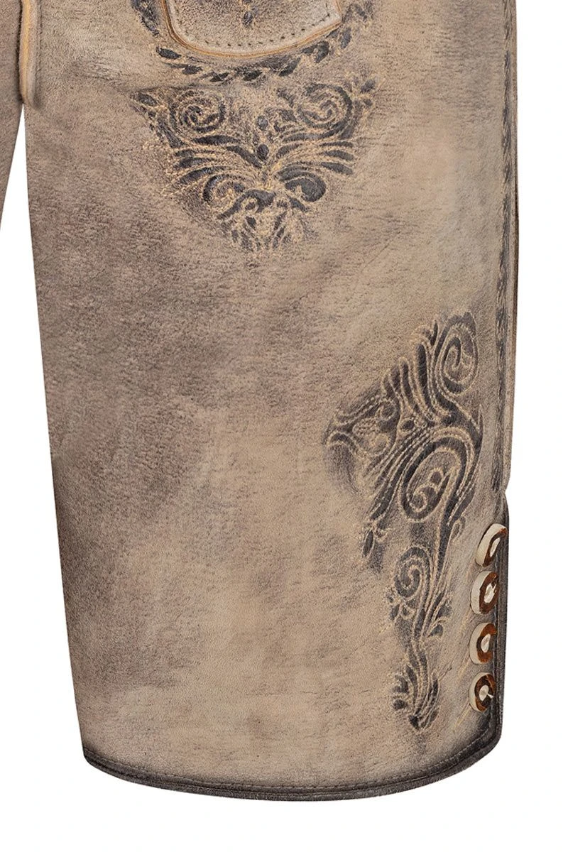 Lederhose Kurz Mit Gürtel Graubraun Ludwig 015664 4 Lederhose Kurz Mit Gürtel Graubraun Ludwig 015664 – Bild 4