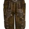 Lederhose Kurz Mit Gürtel Braun Antik Benedikt 007692