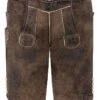 Lederhose Kurz Mit Gürtel Braun Grün Saalbach 014840