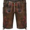 Lederhose Kurz Mit Gürtel Braun Rot Bestickt SSV Jahn Regensburg 009809
