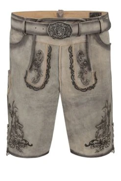 Lederhose Kurz Mit Gürtel Grau Luis 015663