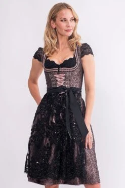 Midi Dirndl 65 Cm Altrosa Schwarz Sina 014978