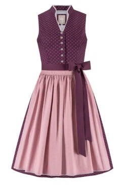 Midi Dirndl 65 Cm Beere Altrosa Luise 010971
