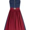 Midi Dirndl 65 Cm Blau Rot Marie 010073