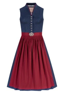 Midi Dirndl 65 Cm Blau Rot Marie 010073