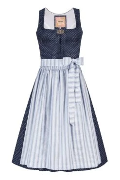 Midi Dirndl 65 Cm Dunkelblau Hellblau Therese 010400