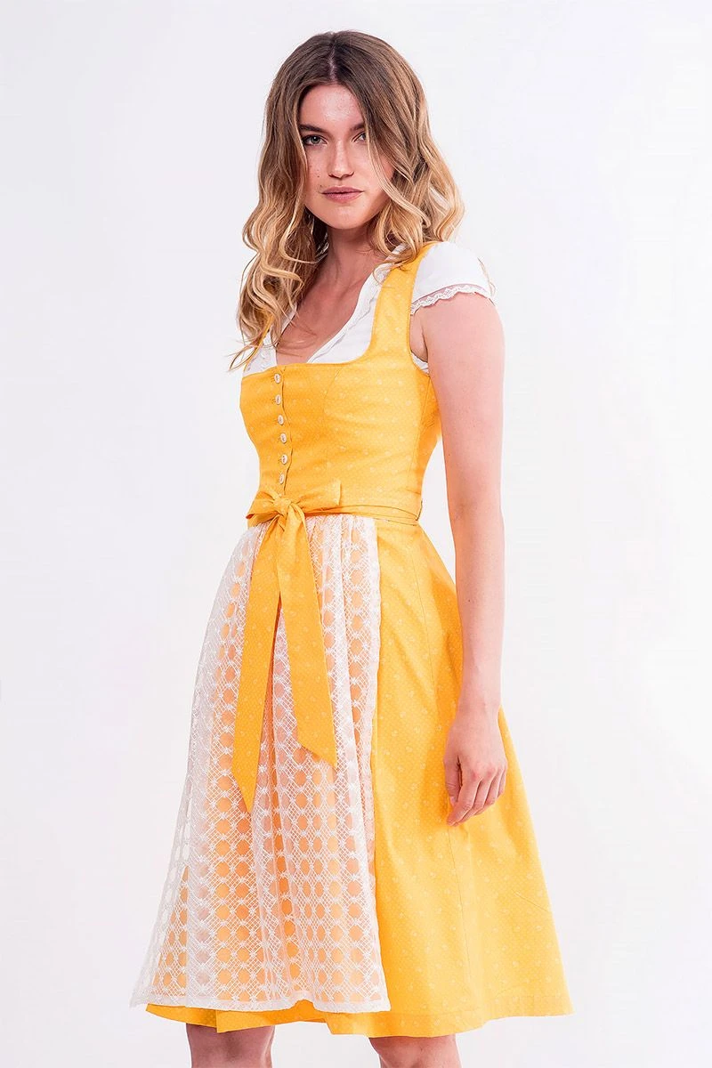 Midi Dirndl 65 Cm Gelb Weiß Lisanne 014968 2 Midi Dirndl 65 Cm Gelb Weiß Lisanne 014968 – Bild 2