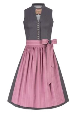 Midi Dirndl 65 Cm Grau Altrosa Anna 010428