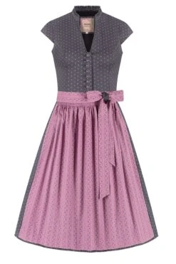 Midi Dirndl 65 Cm Grau Altrosa Stretch Paula 010381