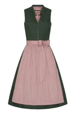 Midi Dirndl 65 Cm Grün Altrosa Valentina 014425