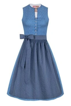 Midi Dirndl 65 Cm Hellblau Geblümt Venora 009974