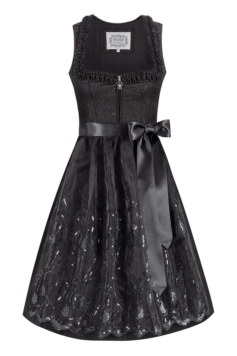 Midi Dirndl 65 Cm Schwarz Mit Paillettenschürze Nero 015711 1 Midi Dirndl 65 Cm Schwarz Mit Paillettenschürze Nero 015711