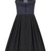 Midi Dirndl 70 Cm Gastro Dunkelblau Schwarz Stretch Emma 014193
