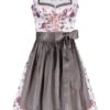 Mini Dirndl 60 Cm Creme Geblümt Grau Noemie 007305