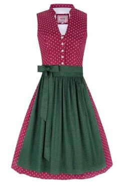 Mini Dirndl 60 Cm Rot Grün Gemustert Greta 010178