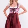 Mini Dirndl 60 Cm Weiß Dunkelrot Geblümt Emilia 014957