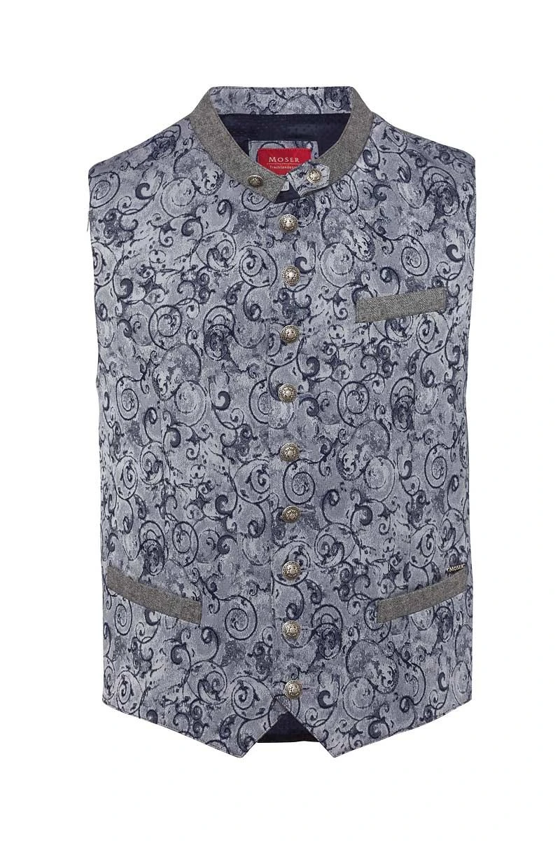Trachtenweste Blau Grau Gemustert Johann 004424 1 Trachtenweste Blau Grau Gemustert Johann 004424