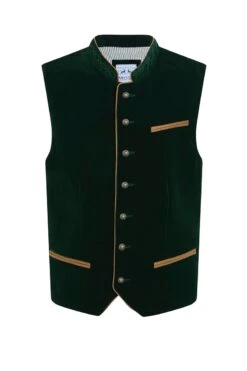 Kinder Trachtenweste Dunkelgrün Samt Basti 010768