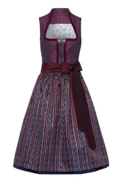 Midi Dirndl 70cm Aubergine Blau Aurelia 003266
