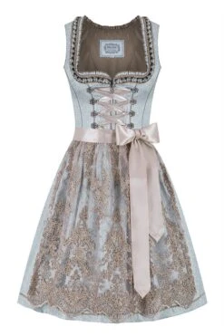 Mini Dirndl 60 Cm Hellblau Taupe Tiara 012085