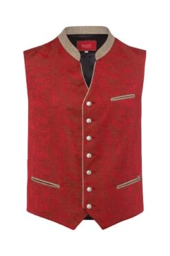 Trachtenweste Rot Oliv Gemustert Vincenz 004421