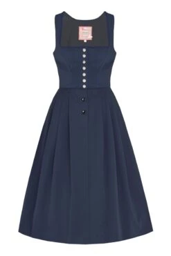 Midi Dirndl 70cm Gastro Dunkelblau Stretch Babette 006872