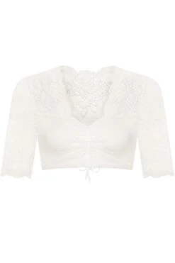 Dirndlbluse Spitze Creme Geblümt Stretch 012125